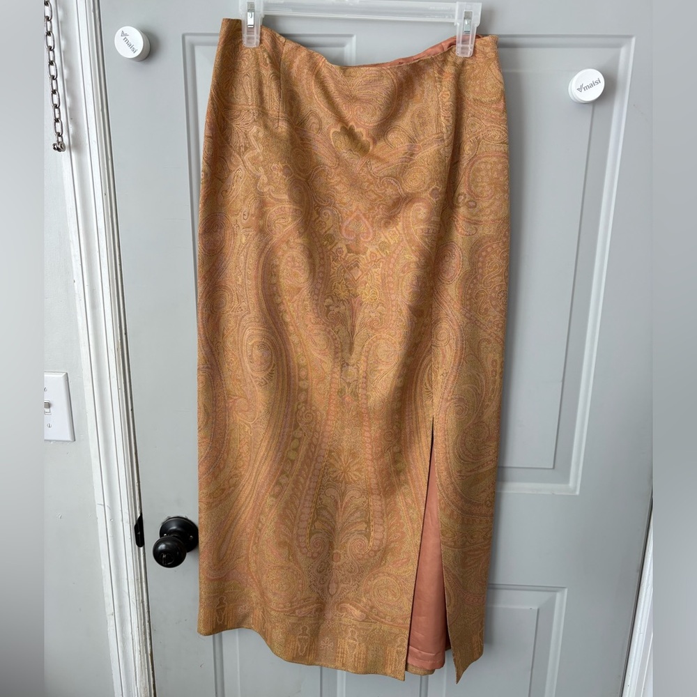 Vintage Talbots Paisley Maxi Skirt wool silk blend